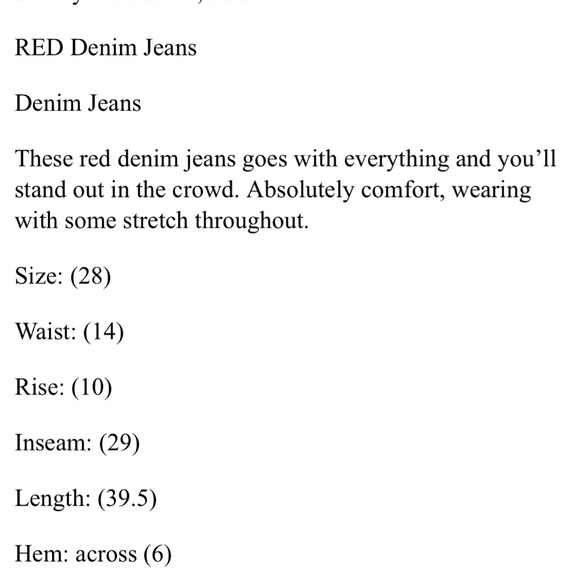 “Forever 21 Los Angles” Red Denim Jeans SZ: (28) - Picture 7 of 7